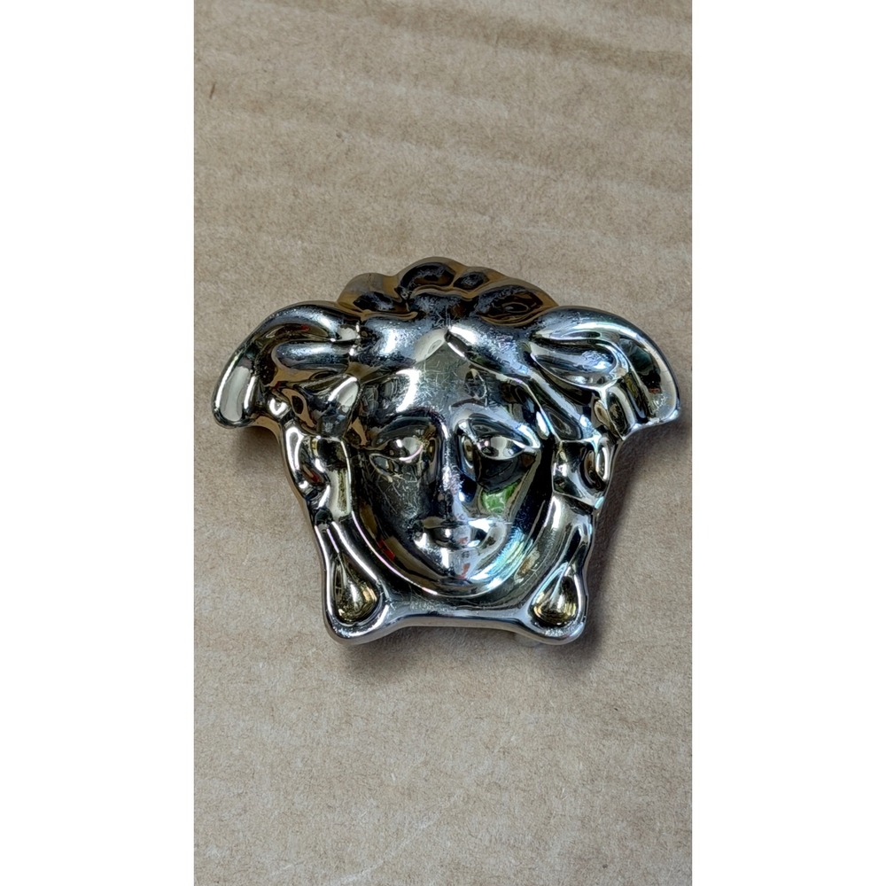 Versace Silver Medusa Head Belt Buckle Made in Italy 3D Relief Logo